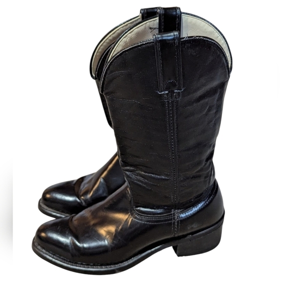 Vintage Neoprene Vulcan Soles Western Leather Cowboy Black  Boots Sz 8.5D main image 2
